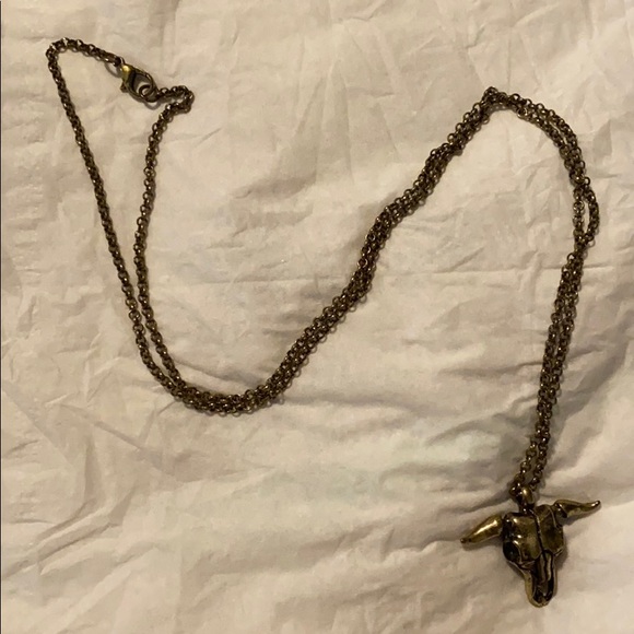 Gold Bull Skull Necklace - Picture 4 of 4